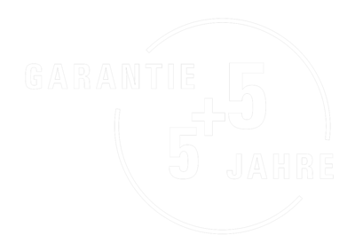 5+5 Garantie Icon Icon mit Kreis Aufschrift Garantie 5+5 Jahre